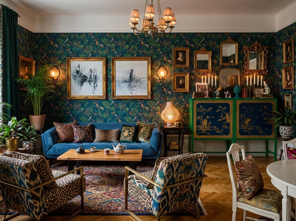 Maximalist Soggiorno design — interior photo by GenRoom AI