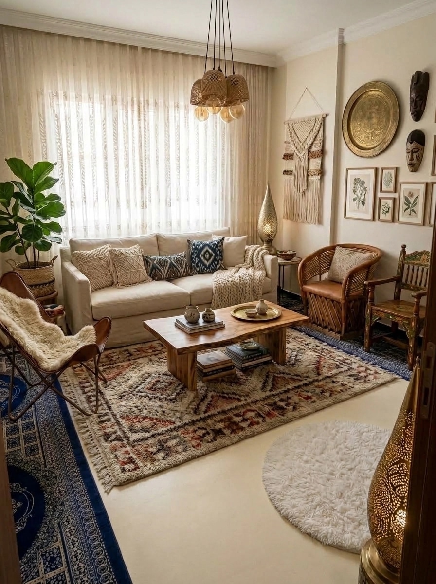 Interior design in Bohemian style — Living Room by GenRoom AI
