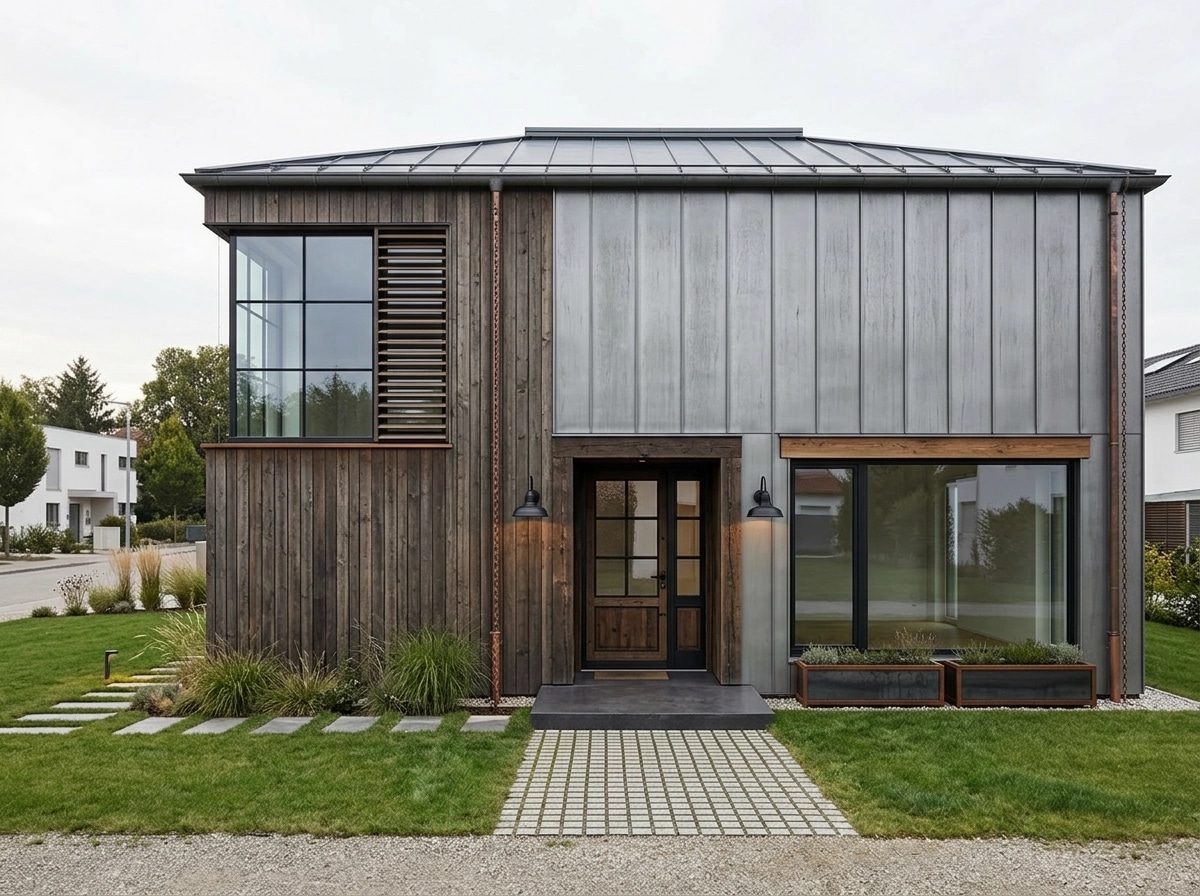 Facade design in Barnhouse Facade style — photo by GenRoom AI