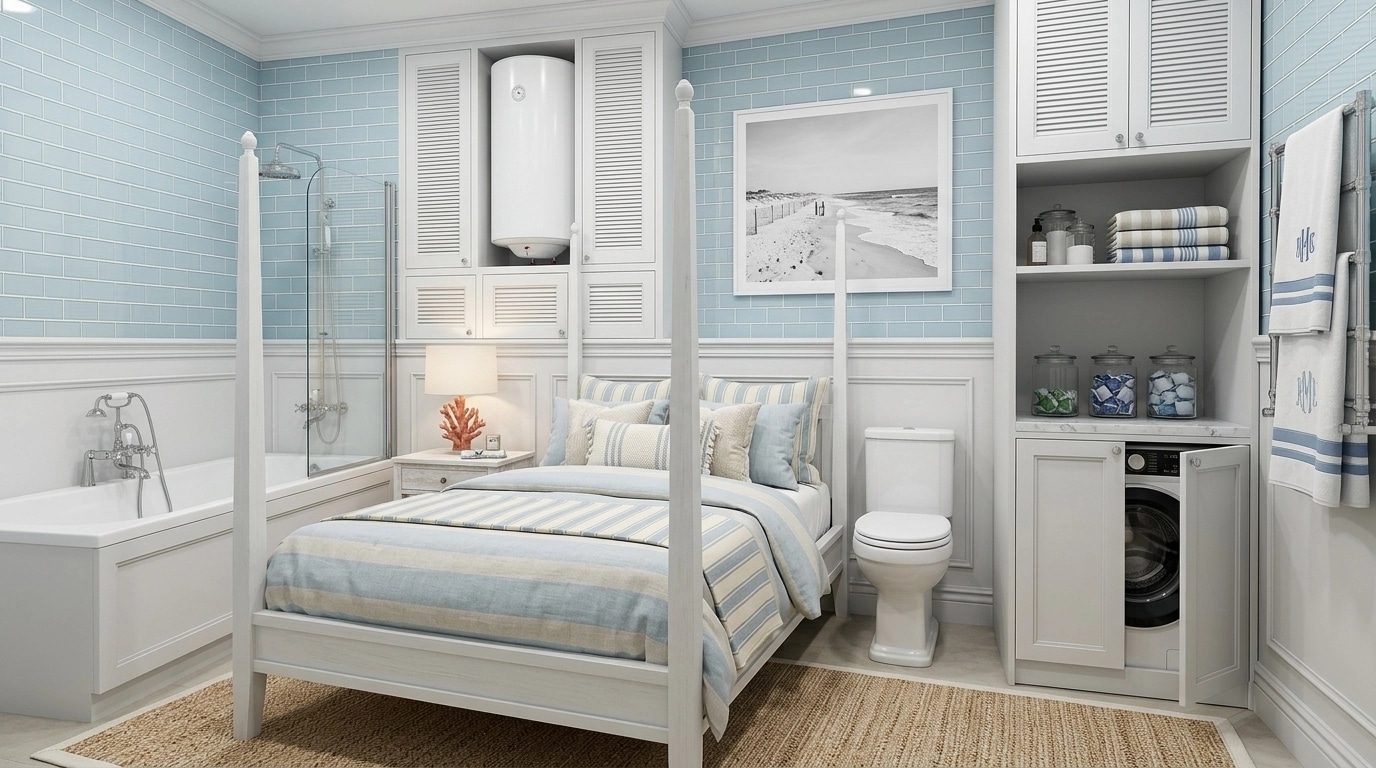 Interior design in Coastal / Hamptons style — Bedroom by GenRoom AI