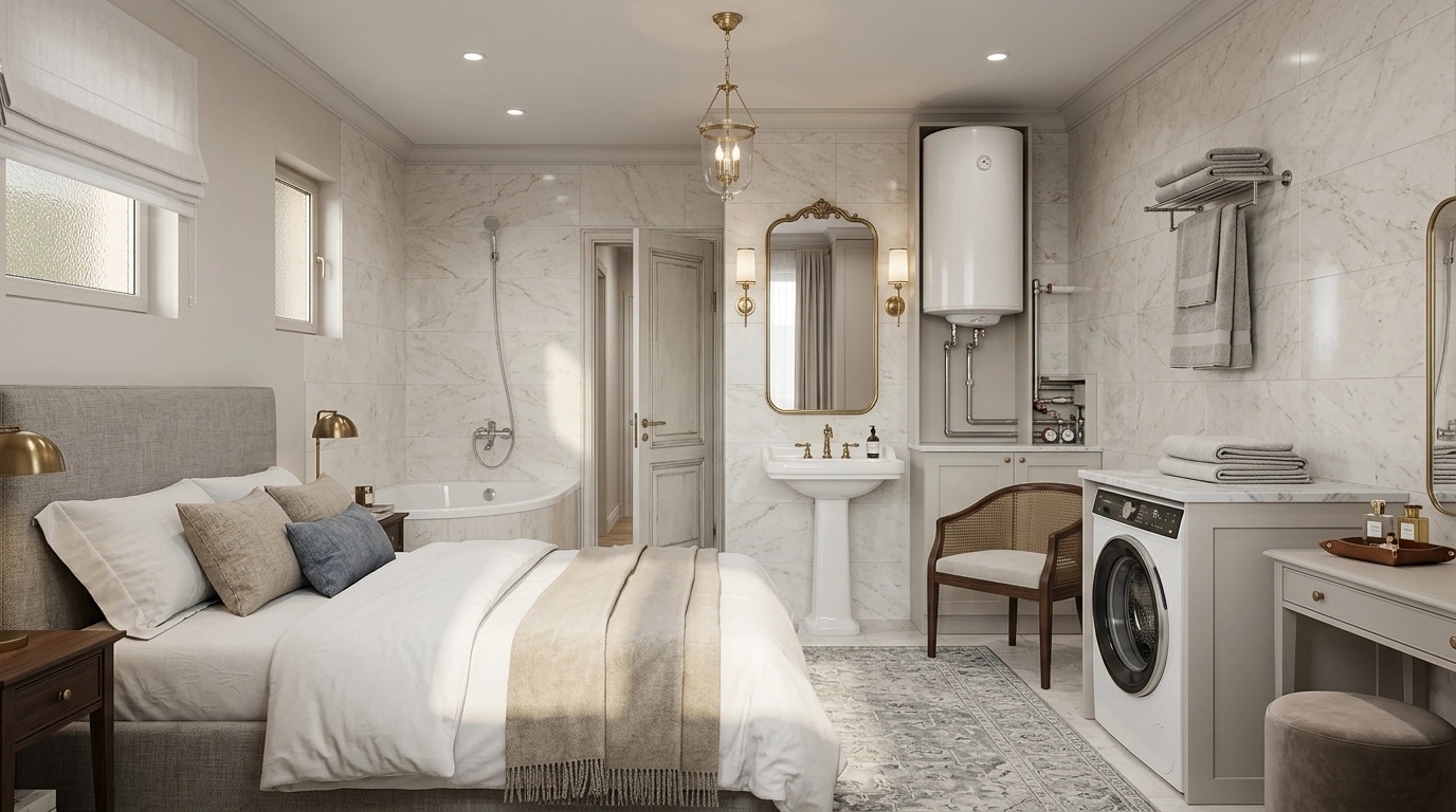 Transitional Bedroom design — interior photo by GenRoom AI