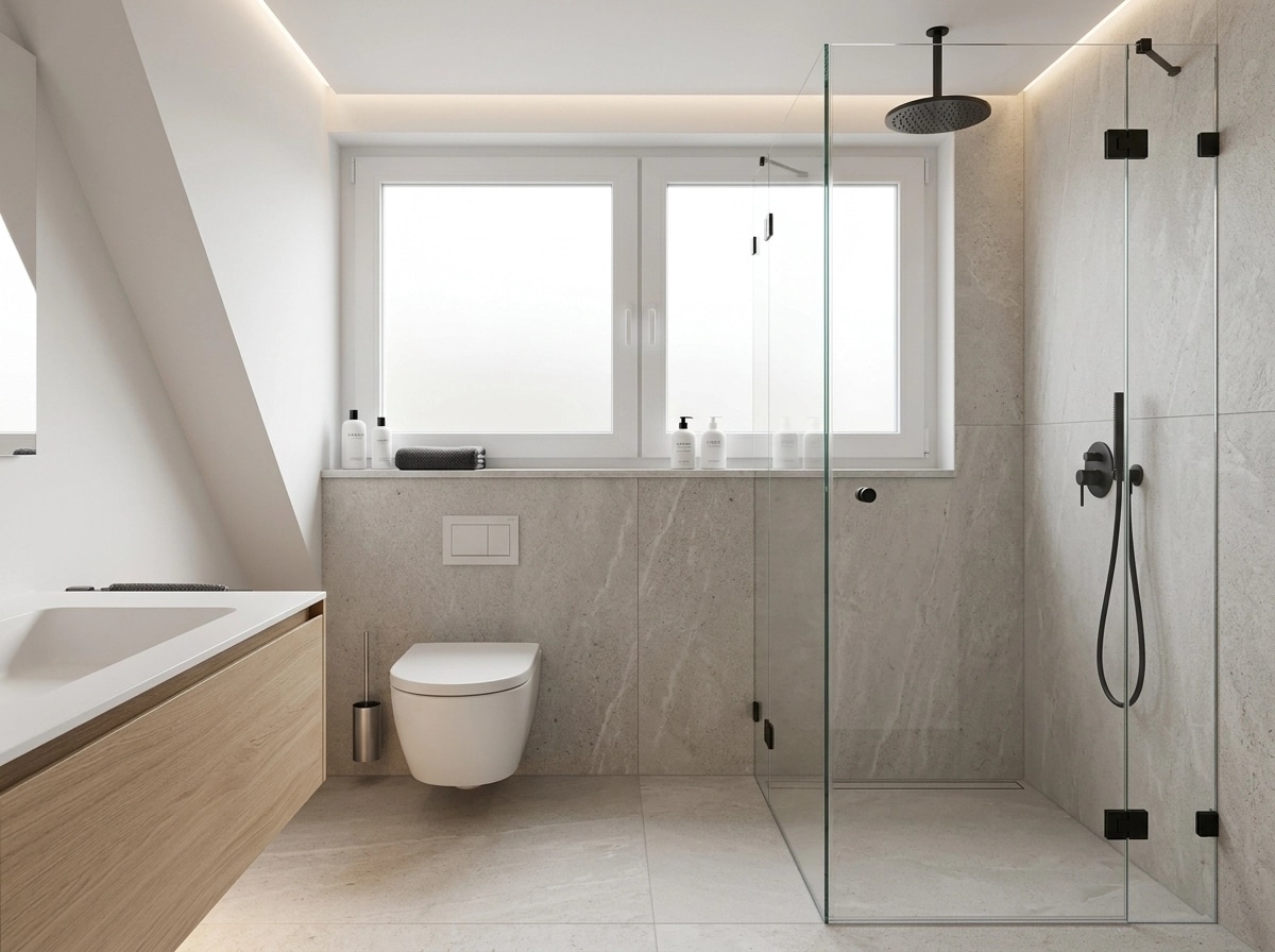 Bathroom interior in Minimalism style — photo by GenRoom AI