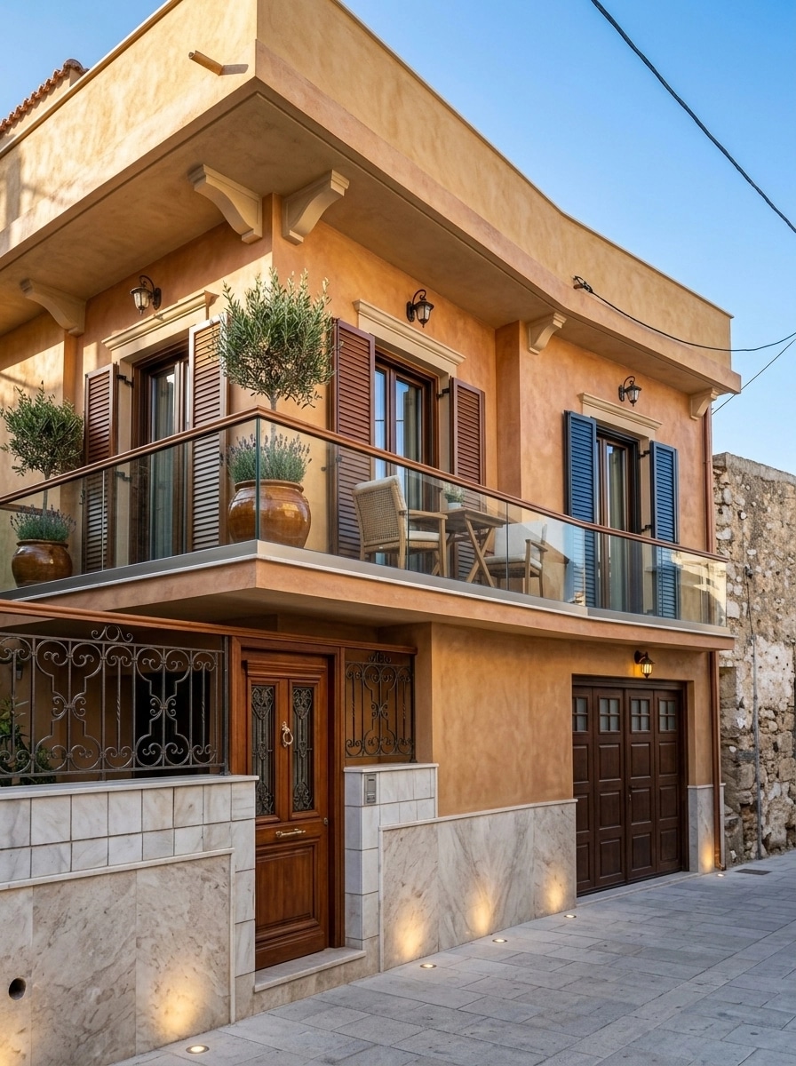Facade design in Mediterranean Facade style — photo by GenRoom AI