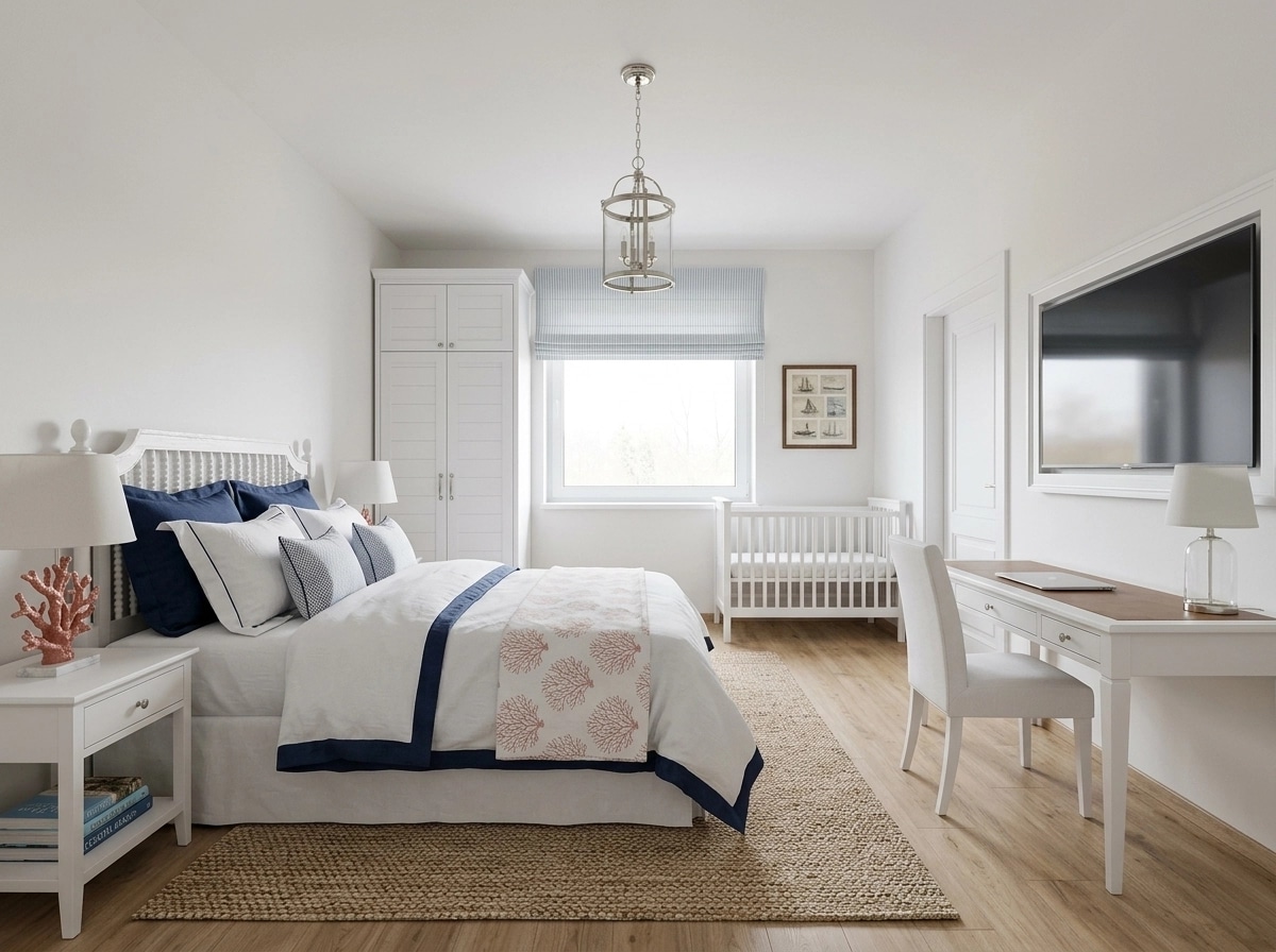 Coastal / Hamptons Bedroom design — interior photo by GenRoom AI