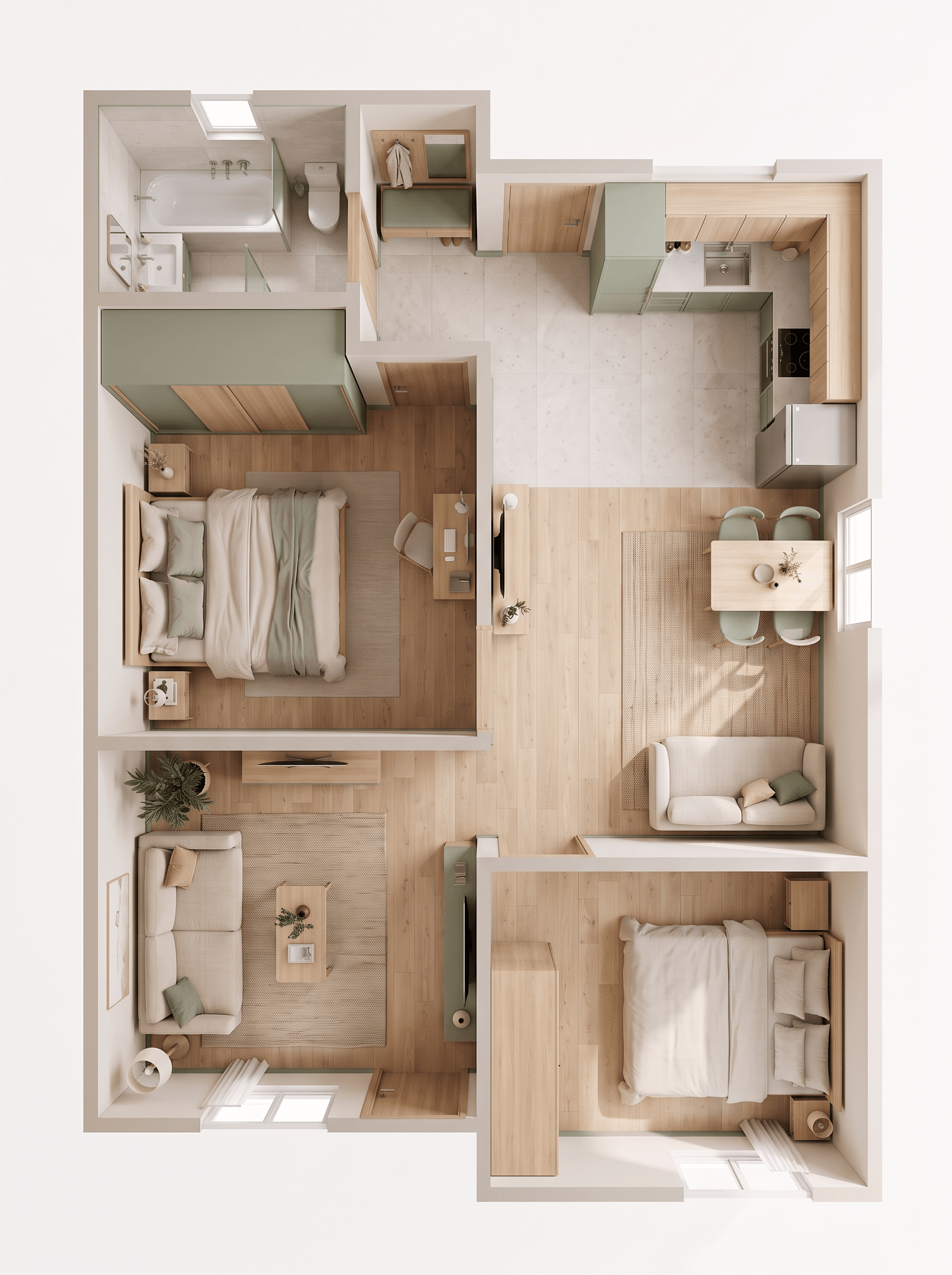 التصميم الداخلي بنمط Minimalism — غرفة المعيشة من GenRoom AI