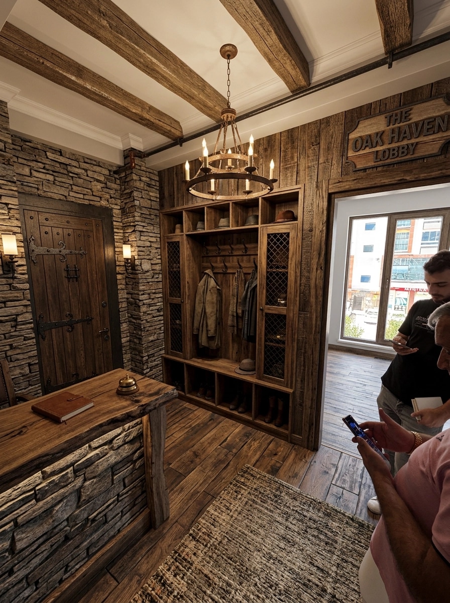 Interior design in Rustic style — lobby by GenRoom AI