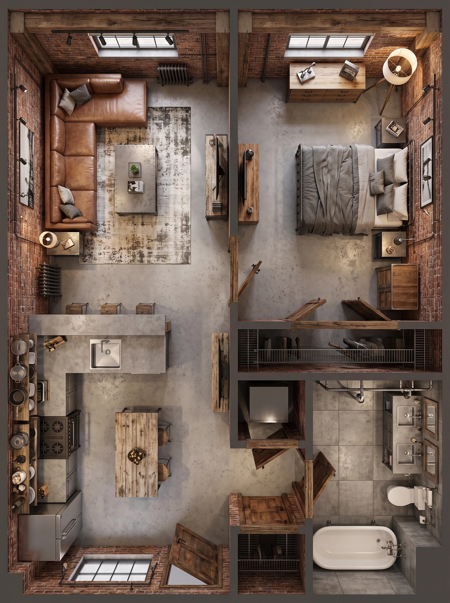 Interior design in Loft / Industrial style — Living Room by GenRoom AI