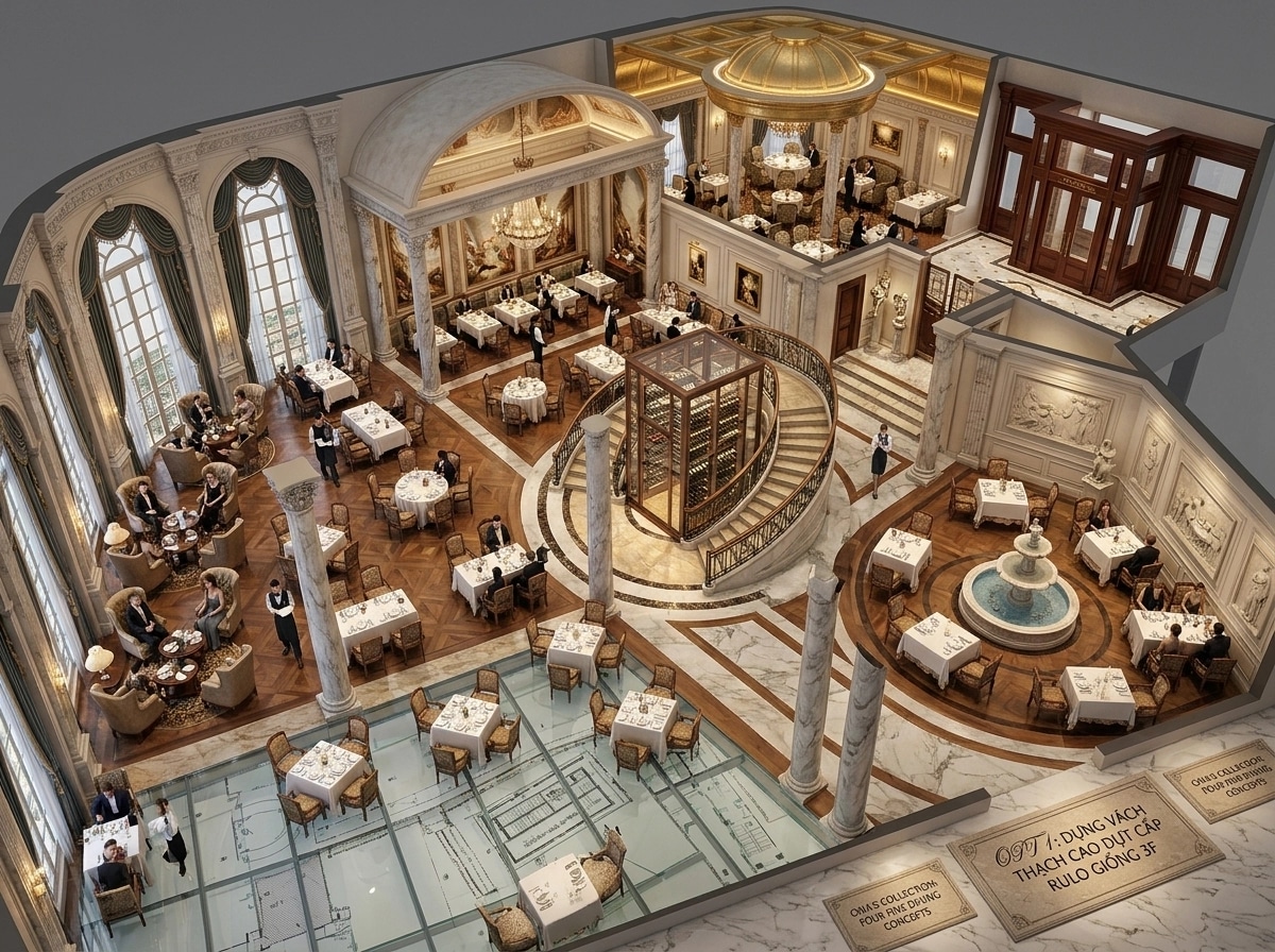 Interior design in Neoclassic style — restaurant by GenRoom AI