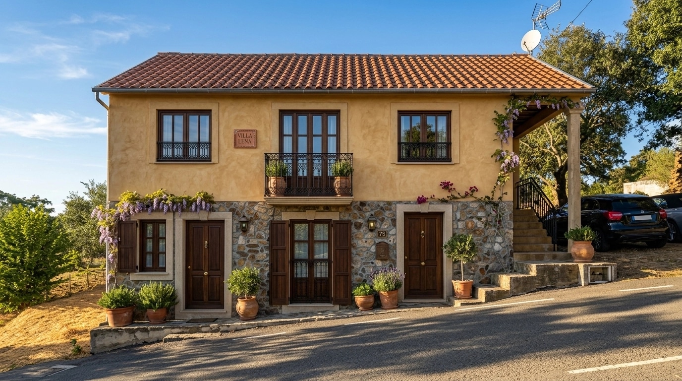 Facade design in Mediterranean Facade style — photo by GenRoom AI