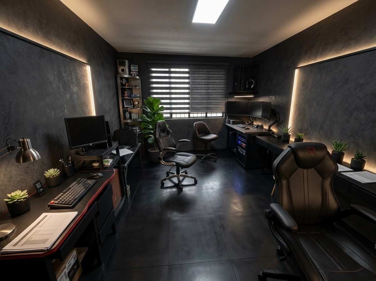 Design d'interni in stile Blacktec — home_office di GenRoom AI