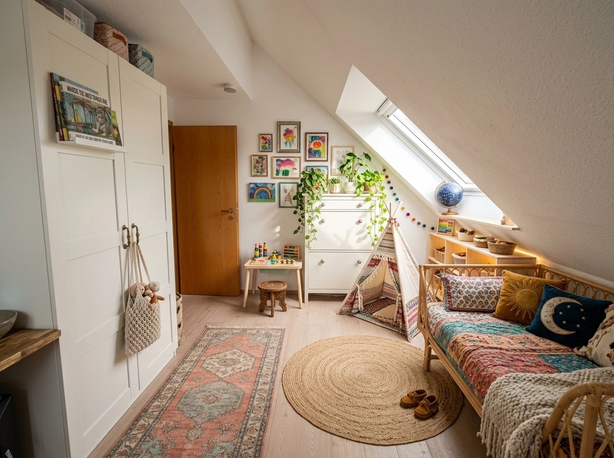 Interior design in Bohemian style — Kids Room by GenRoom AI