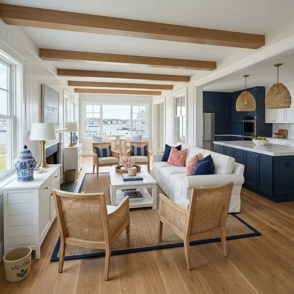 Interior design in Coastal / Hamptons style — Living Room by GenRoom AI