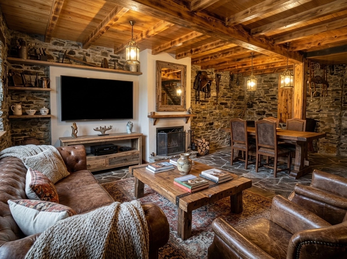 Interior design in Rustic style — Living Room by GenRoom AI