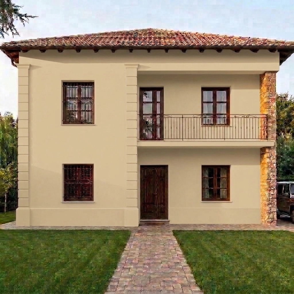 Facade design in Mediterranean Facade style — photo by GenRoom AI