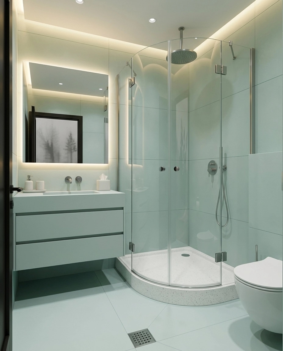 Bathroom interior in Minimalism style — photo by GenRoom AI