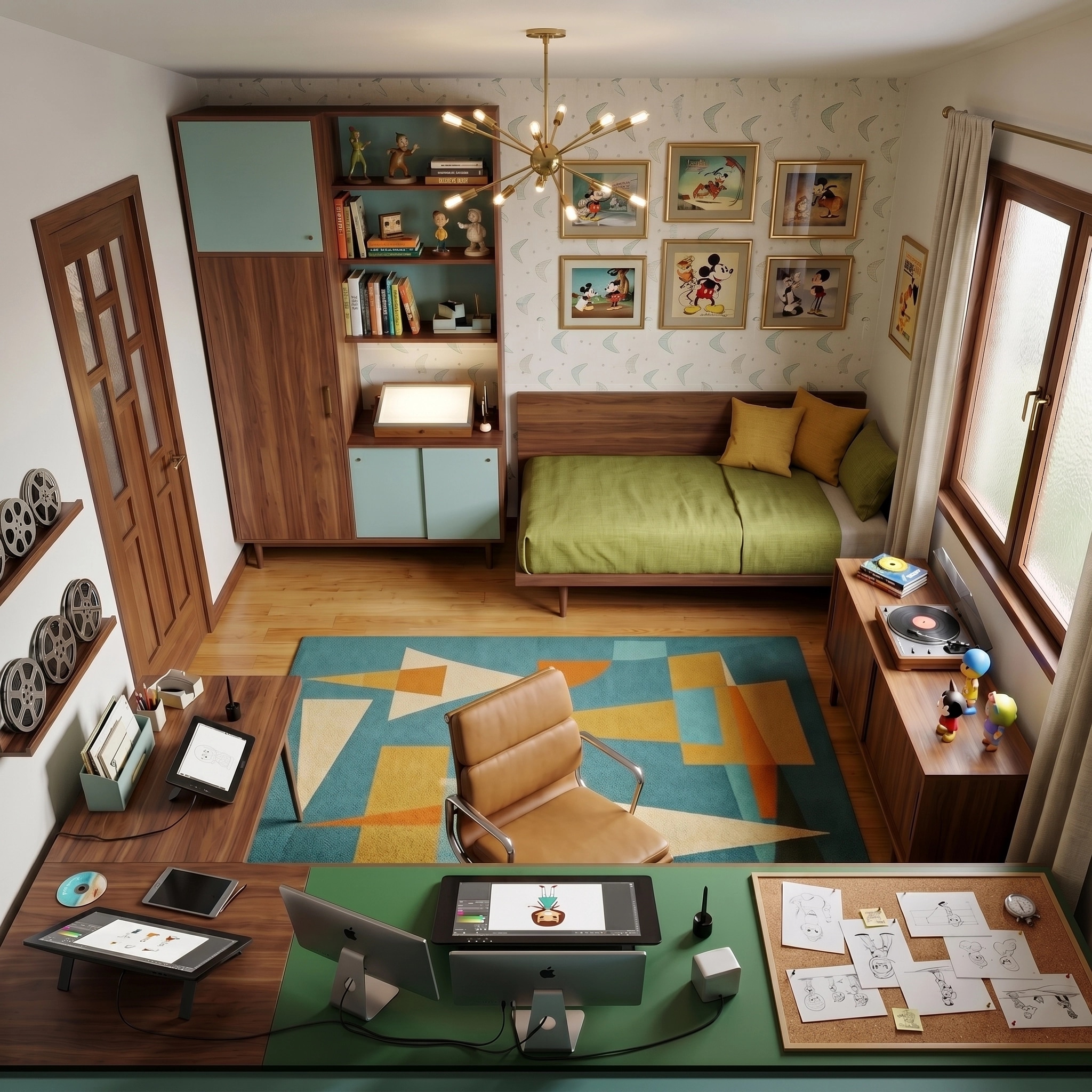 Interior design in Mid-Century Modern style — Bedroom by GenRoom AI