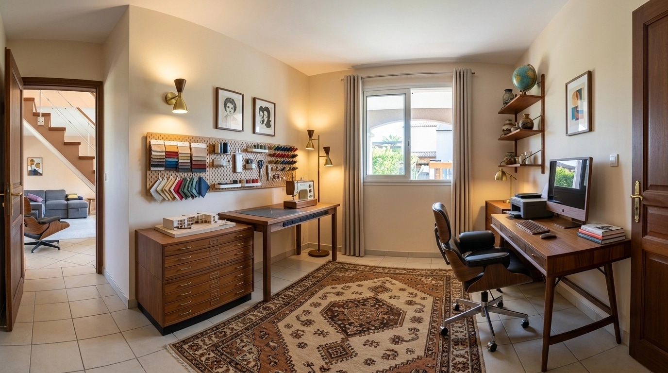 İç mekân tasarımı Mid-Century Modern stili — office_space GenRoom AI