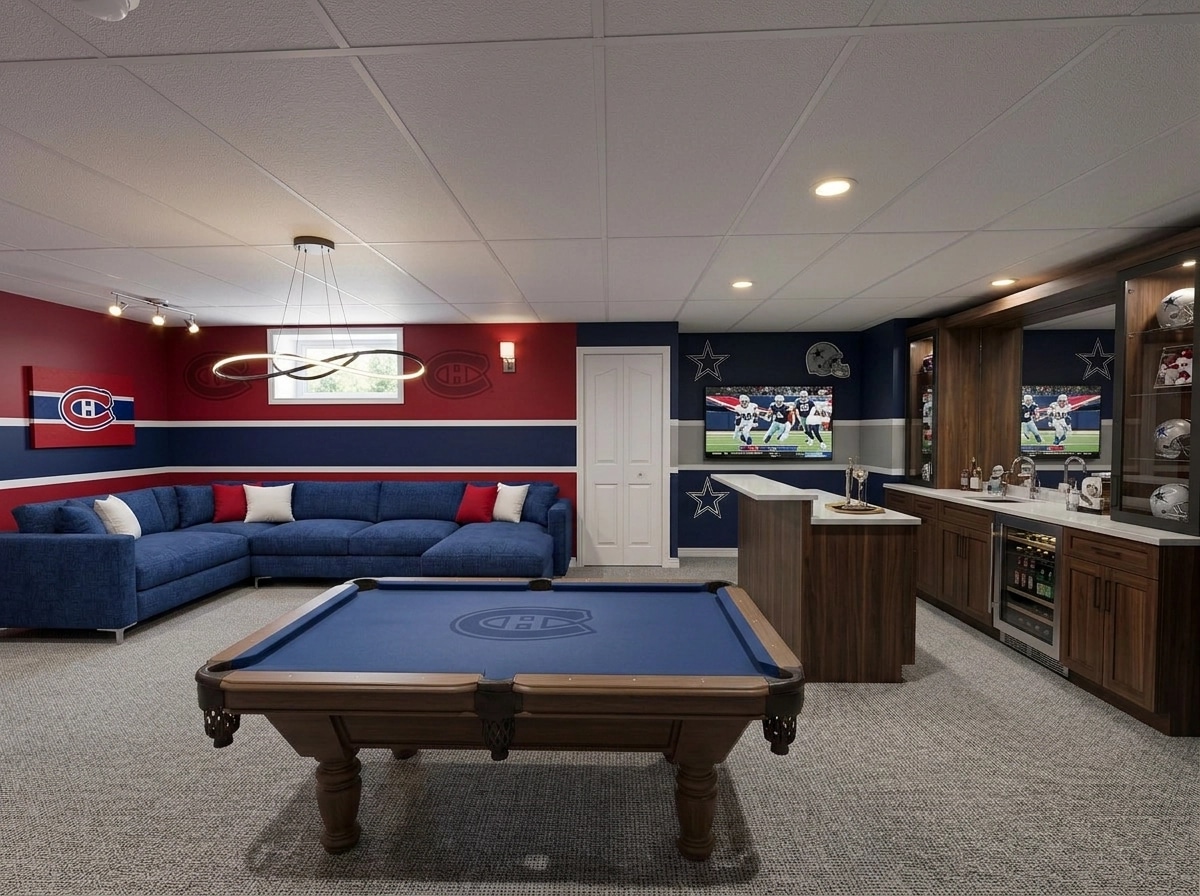 Interior design in Contemporary style — basement by GenRoom AI
