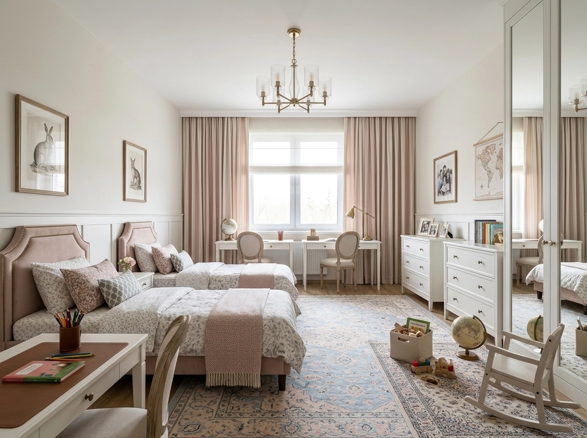 Transitional Kids Room design — interior photo by GenRoom AI