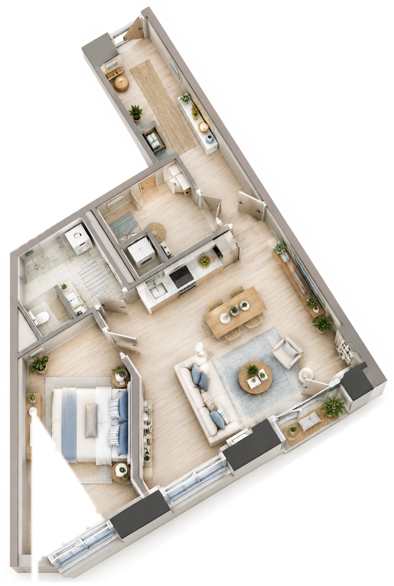 Interieurontwerp in Coastal / Hamptons-stijl — Woonkamer door GenRoom AI