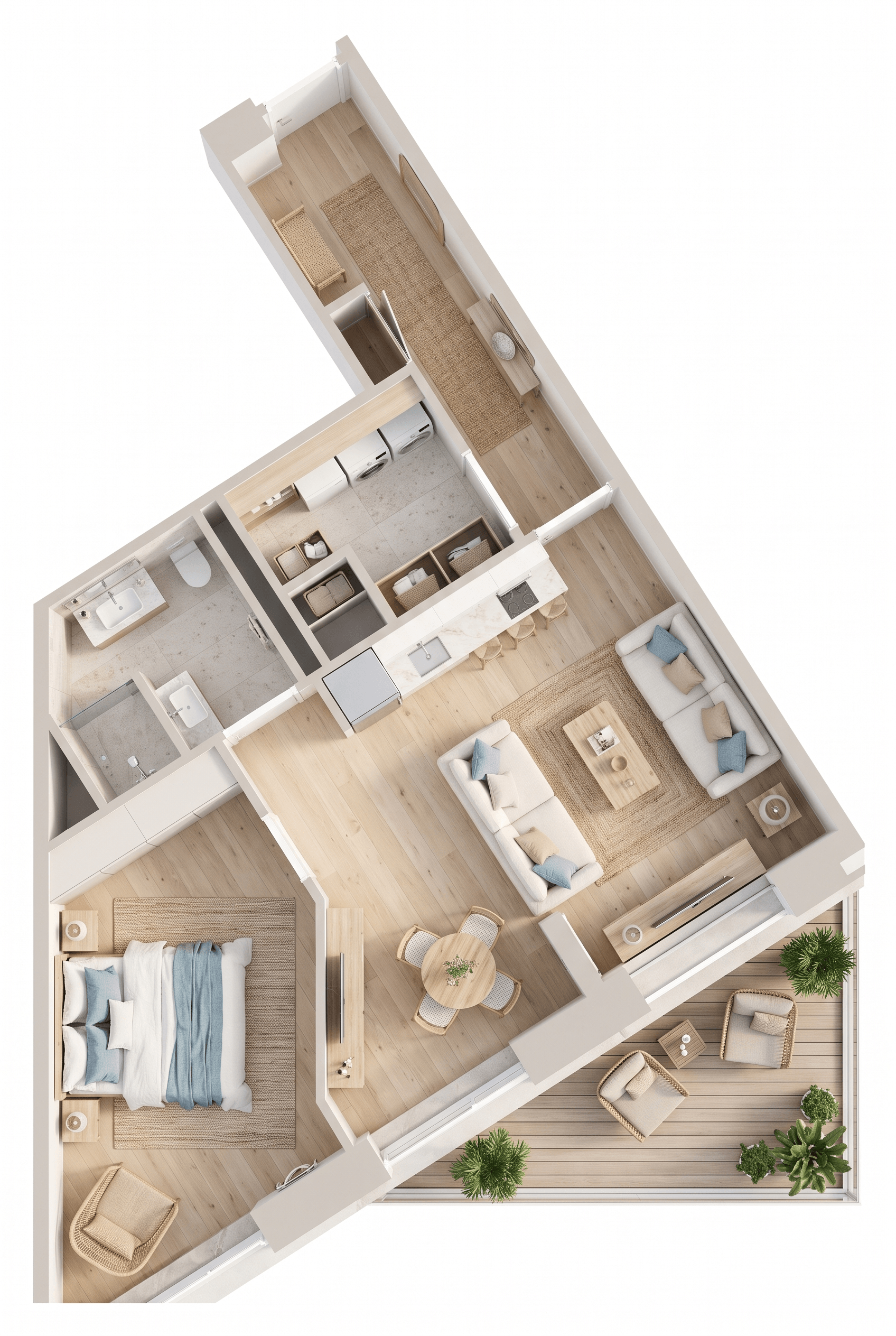 Interieurontwerp in Coastal / Hamptons-stijl — Woonkamer door GenRoom AI