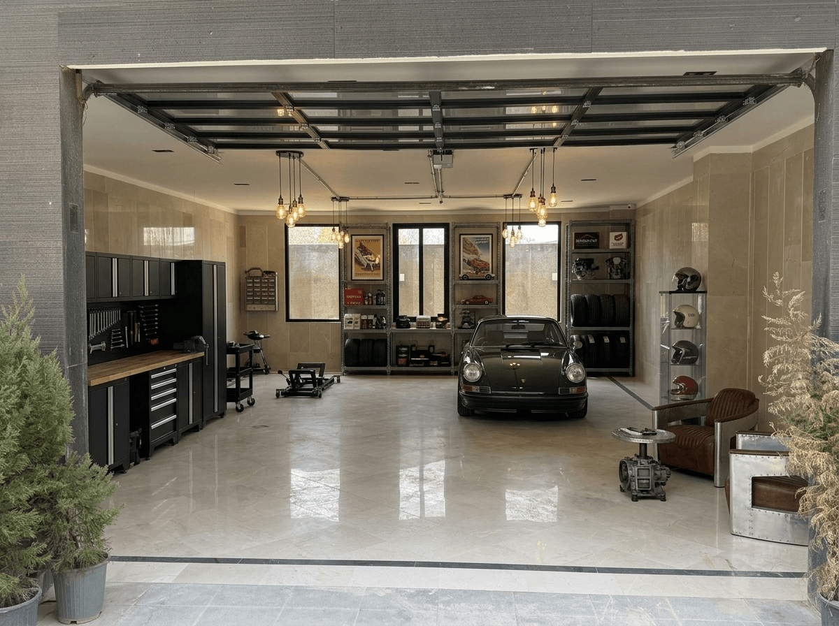 Interior design in Loft / Industrial style — garage by GenRoom AI