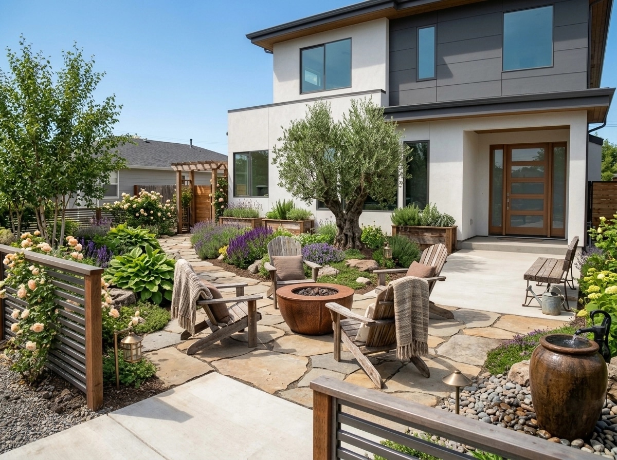 Diseño paisajístico en estilo Country Rustic Garden — Jardín por GenRoom AI
