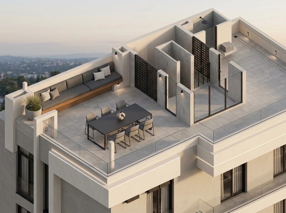 Interior design in Minimalism style — terrace by GenRoom AI