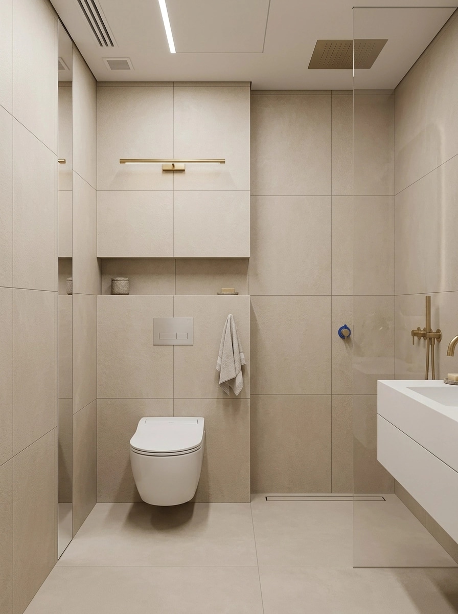 Bathroom interior in Minimalism style — photo by GenRoom AI
