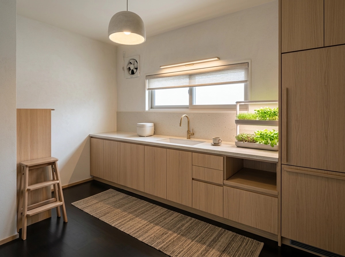 Kitchen interior in Japandi style — photo by GenRoom AI