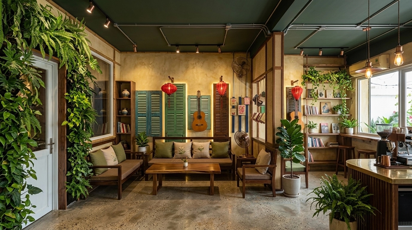 Interior design in Biophilic style — cafe by GenRoom AI