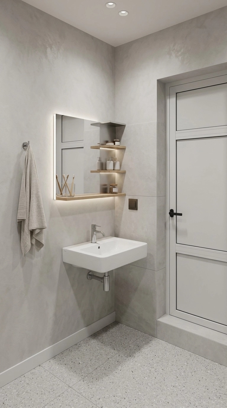 Bathroom interior in Minimalism style — photo by GenRoom AI