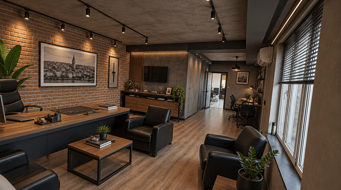Office interior in Loft / Industrial style — photo by GenRoom AI