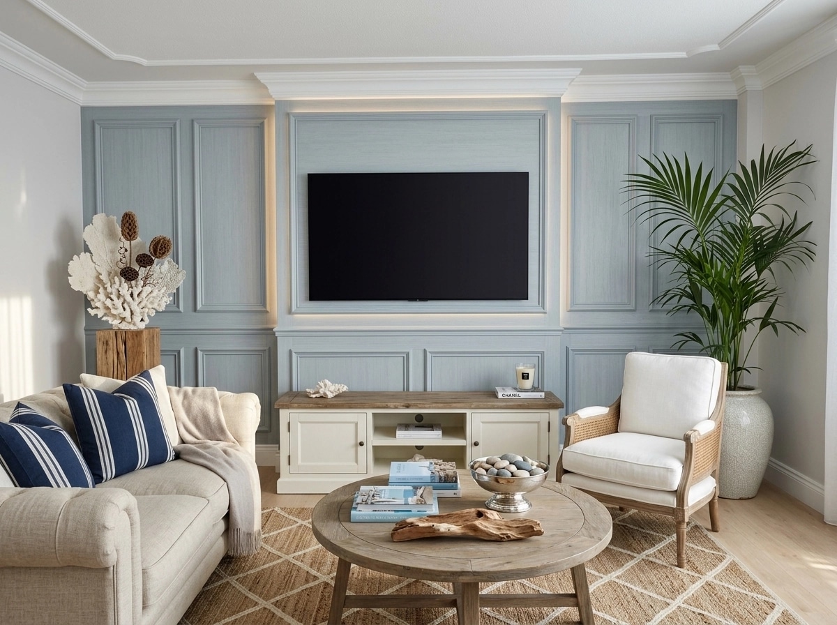 Interior design in Coastal / Hamptons style — Living Room by GenRoom AI