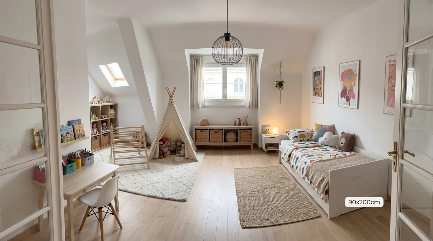 Scandinavian Kids Room design — interior photo by GenRoom AI