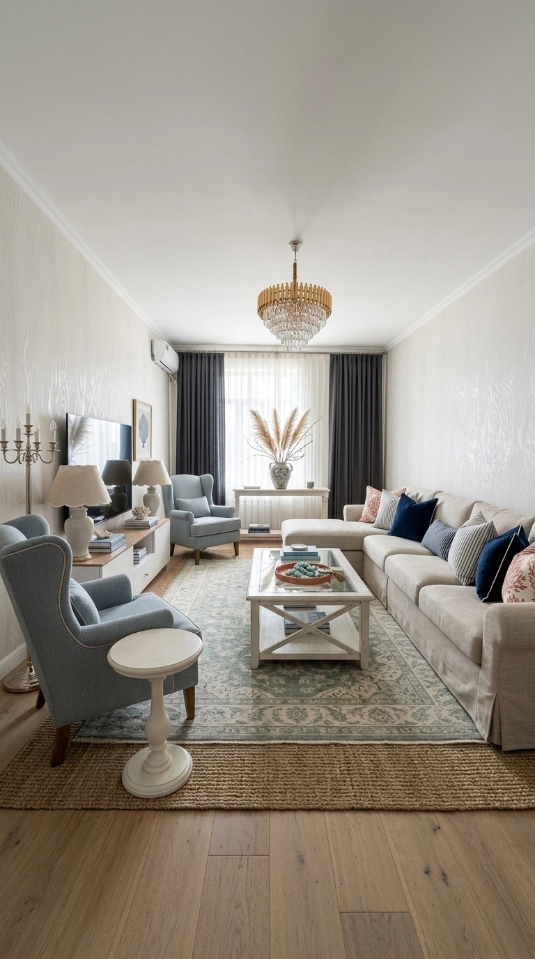 Interior design in Coastal / Hamptons style — Living Room by GenRoom AI