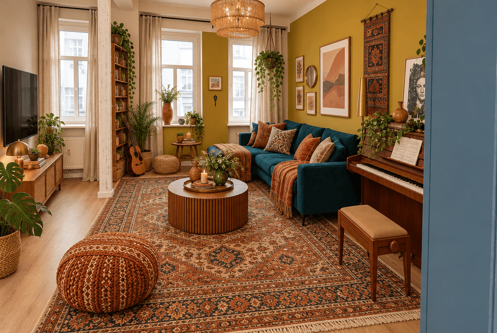 Design d'intérieur en style Bohemian — Salon par GenRoom AI