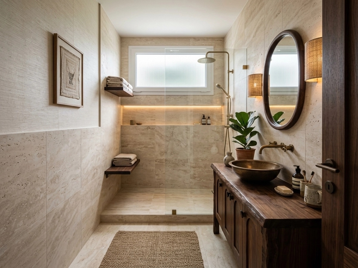 Bohemian Bathroom design — interior photo by GenRoom AI