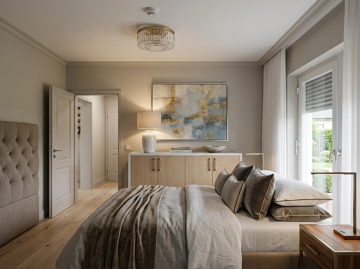 Transitional Bedroom design — interior photo by GenRoom AI