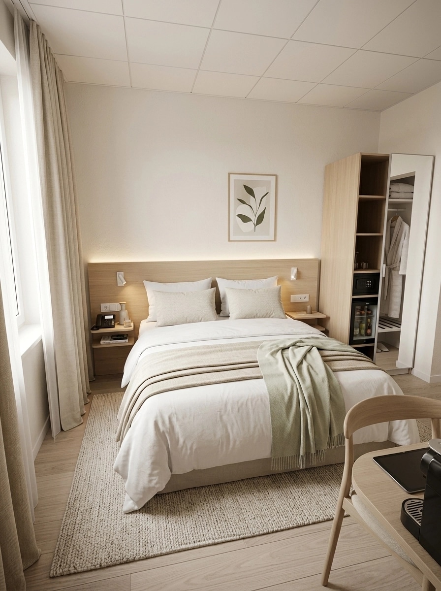 Interior design in Scandinavian style — hotel_room by GenRoom AI