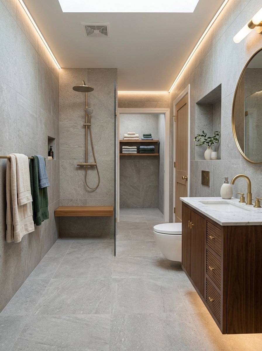 Bathroom interior in Scandinavian style — photo by GenRoom AI