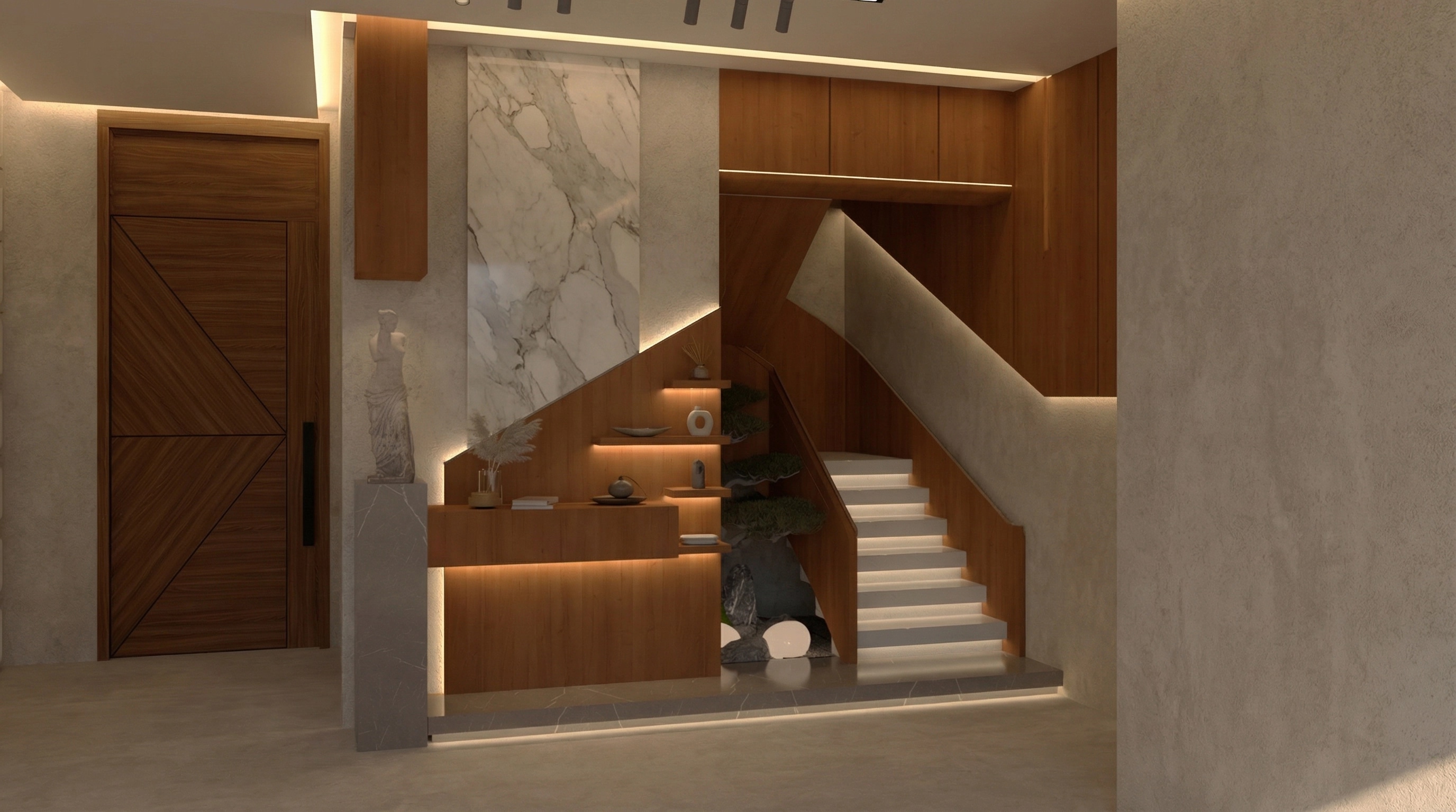 Hallway interior in Minimalism style — photo by GenRoom AI