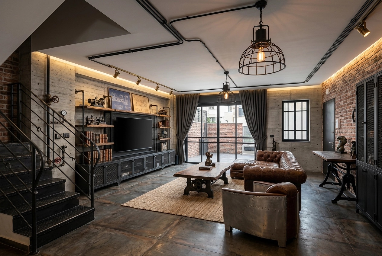 Interior design in Loft / Industrial style — Living Room by GenRoom AI
