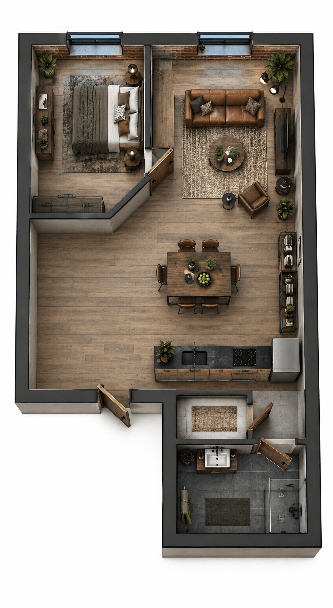 Design de interiores em estilo Loft / Industrial — Sala de Estar por GenRoom AI