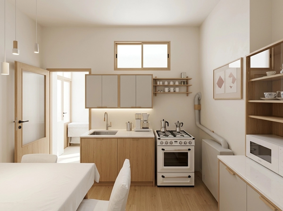 Kitchen interior in Scandinavian style — photo by GenRoom AI