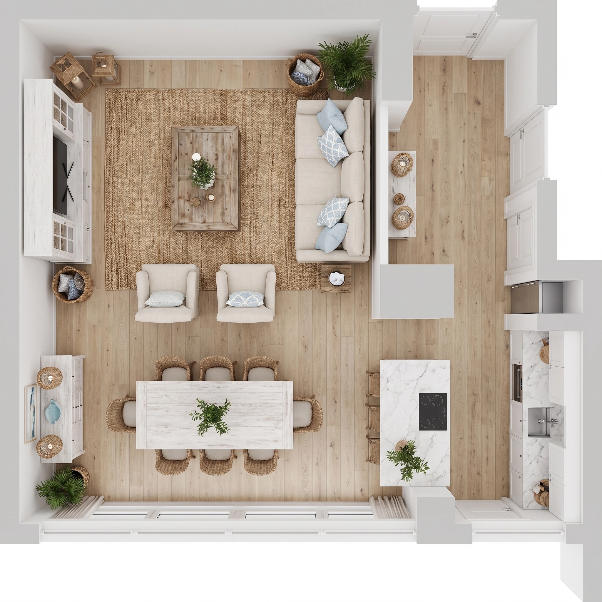 Interior design in Coastal / Hamptons style — Living Room by GenRoom AI