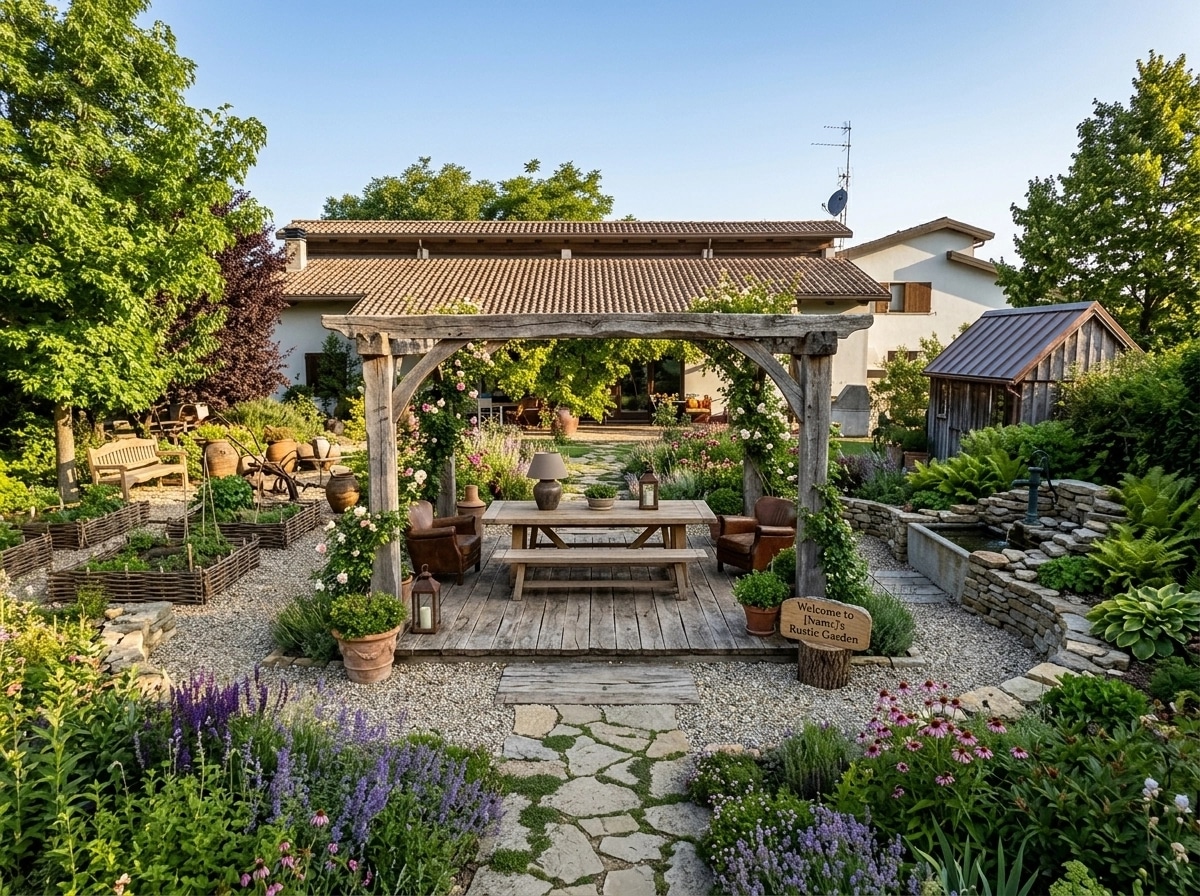 Country Rustic Garden Yard design — yard photo by GenRoom AI