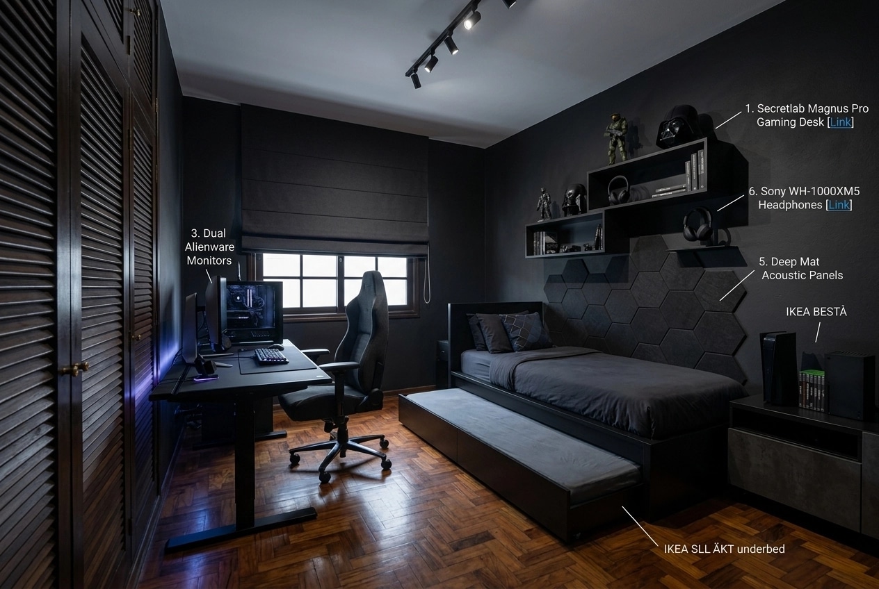 Blacktec Bedroom design — interior photo by GenRoom AI