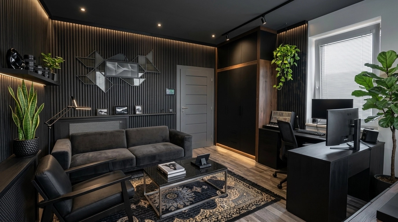 Blacktec Living Room design — interior photo by GenRoom AI