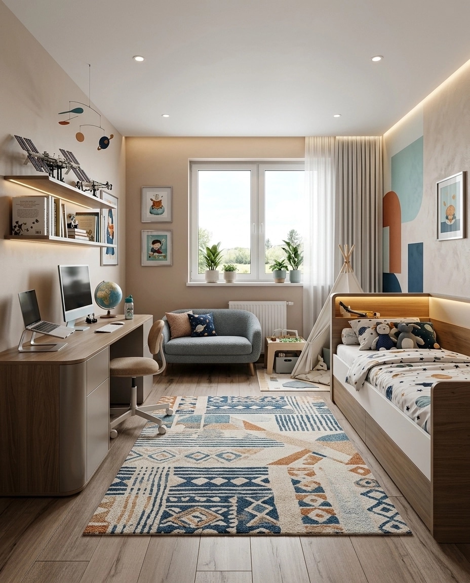 Contemporary Kids Room design — interior photo by GenRoom AI